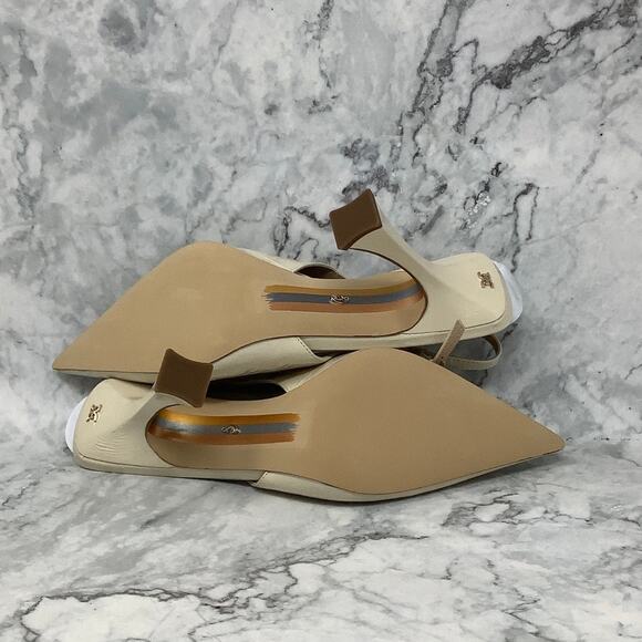 Sam Edelman Women's 8M Ivory Leather Odette Slingback Pumps Pointed Toe P18-29 - Picture 6 of 8